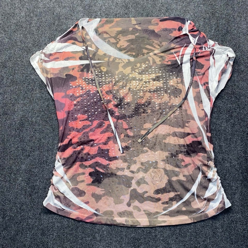 Seven7 Shirt Womens 22/24 Multicolor Tie DIY Embellished Top Going Out Casual